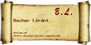 Becher Lóránt névjegykártya